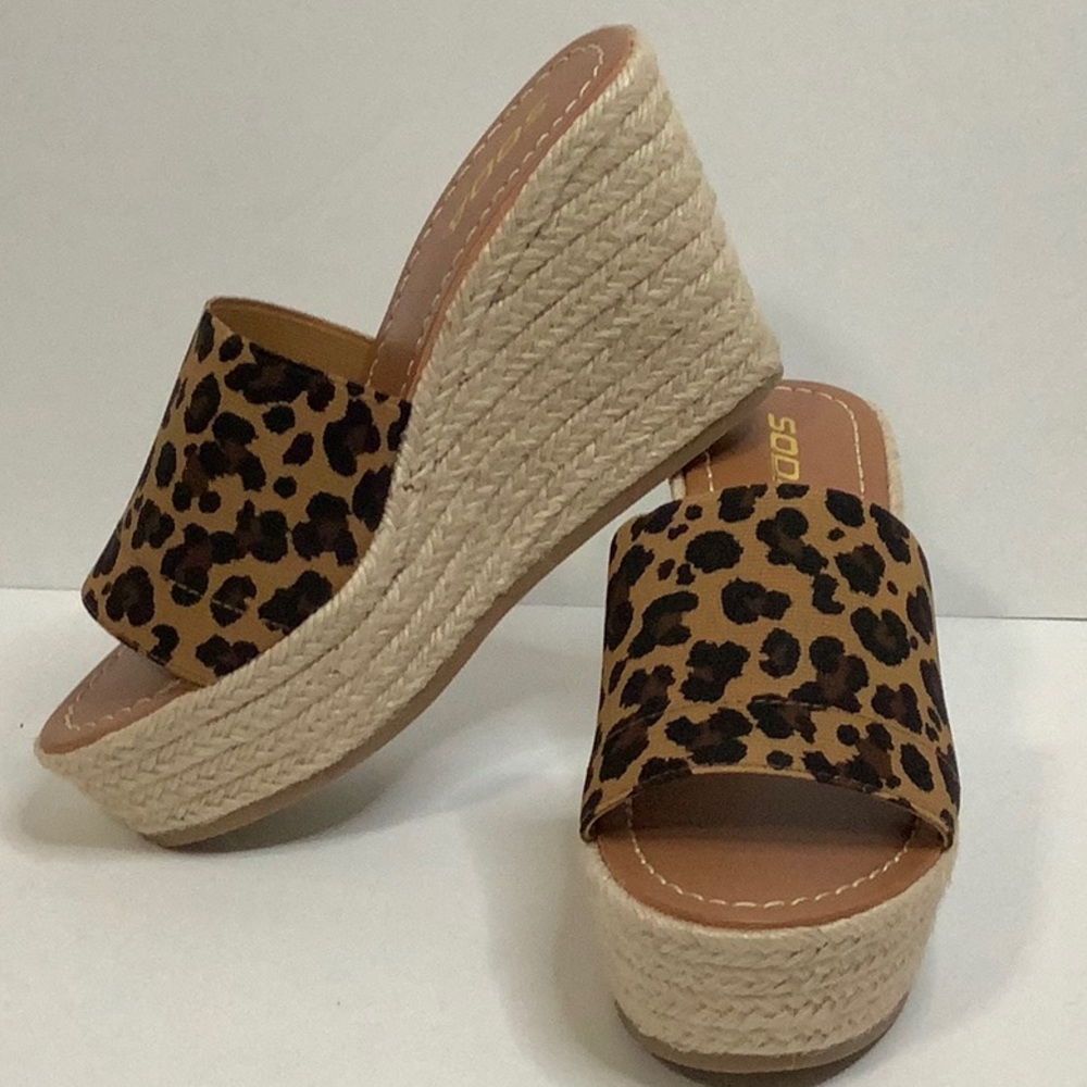 LEOPARD PLATFORM ESPADRILLE SLIDE